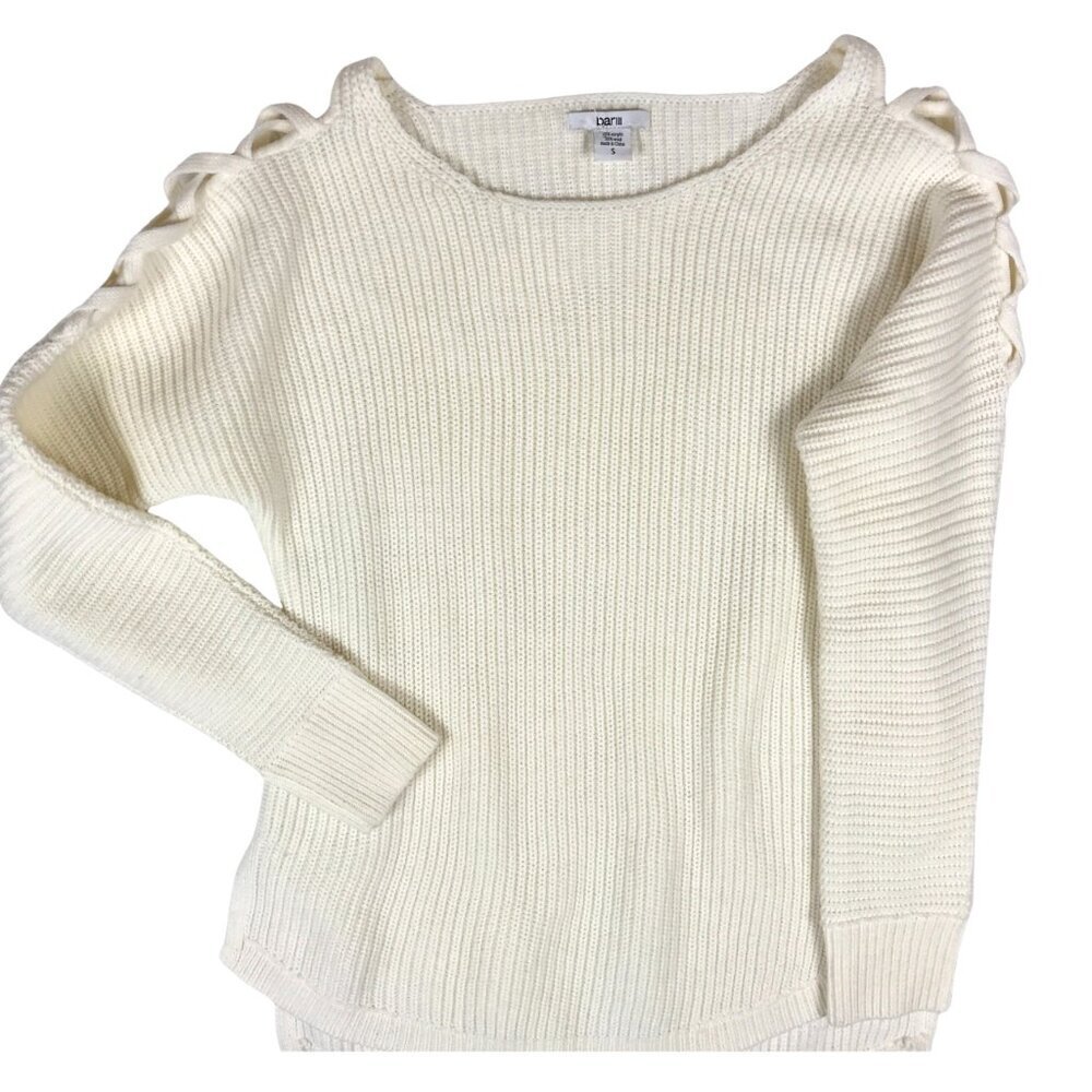 Cold Shoulder Winter White Sweater Size SMALL